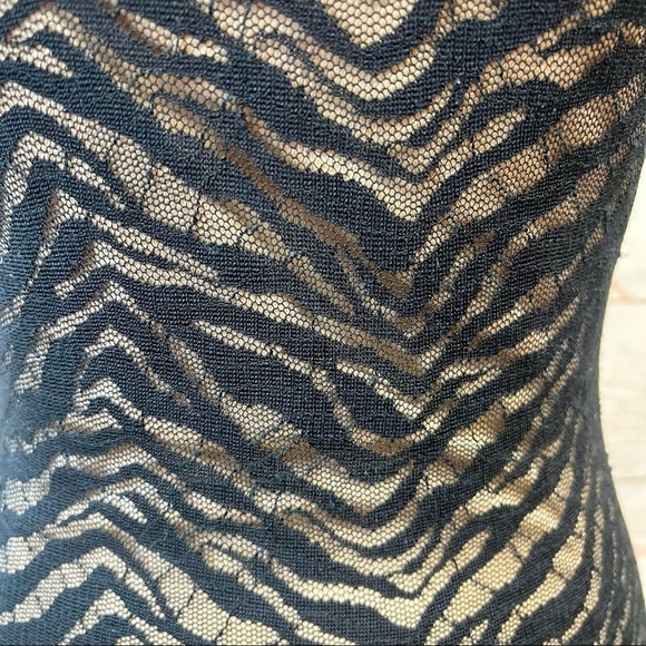 Laundry Shelli Segal Tiger Zebra Striped Mesh Little Black Dress LBD - Picture 4 of 11